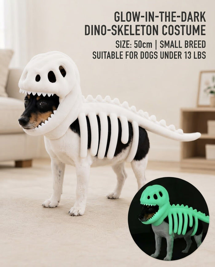 Glow-in-the-Dark Dinosaur Skeleton Dog Costume