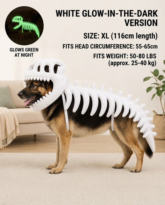 XL 116 cm glow dinosaur skeleton costume size guide