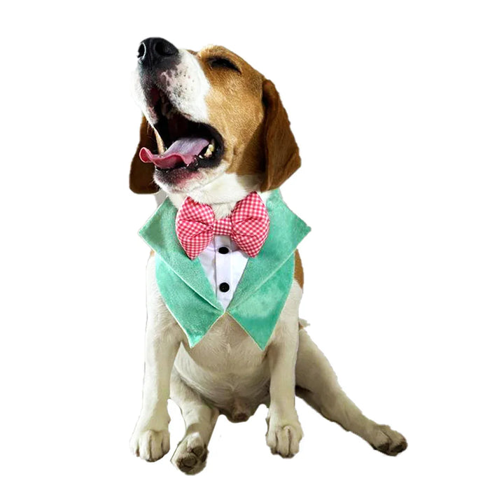 Green Velvet Tuxedo Vest Bandana