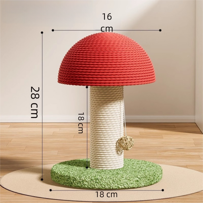 Griffoir pour chat en forme de champignon rouge 18x28cm