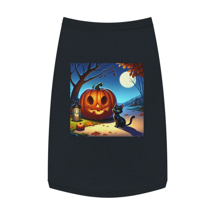 Halloween Cat & Pumpkin Pet Tank Top, Cute Pet Costume, Fall Pet Apparel, Dog Pumpkin Shirt, Cat Halloween Outfit - FloofChonk