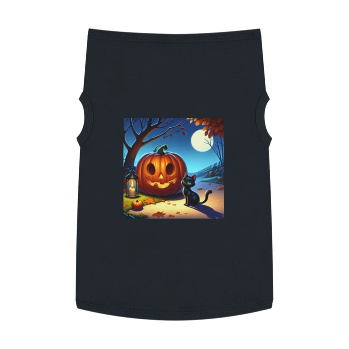 Halloween Cat & Pumpkin Pet Tank Top, Cute Pet Costume, Fall Pet Apparel, Dog Pumpkin Shirt, Cat Halloween Outfit - FloofChonk