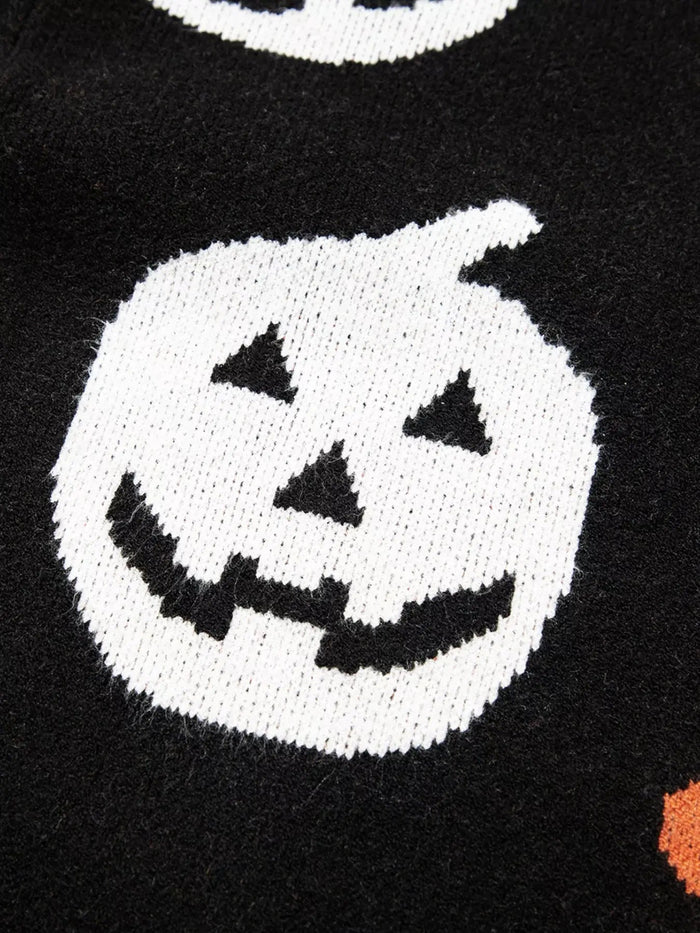 Halloween Gothic Pattern Long Sleeve Sweater - FloofChonk