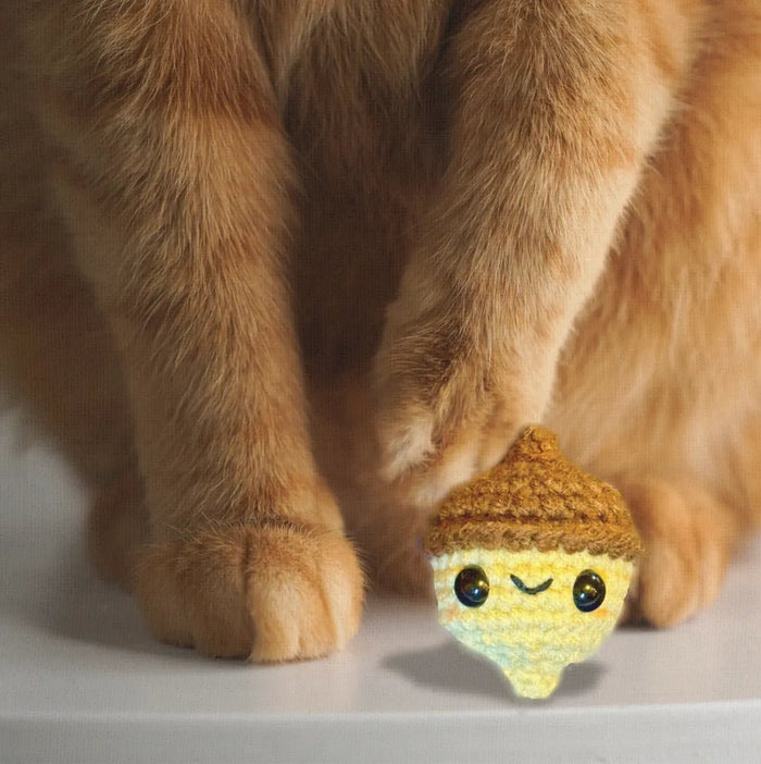 Handmade Catnip Toy | Augie the Acorn Chunkle Puff Infused with Miracle Nip Botanicals - FloofChonk