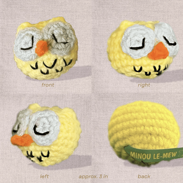 Handmade Catnip Toy | Yolk the Owl Chunkle Puff Infused with Miracle Nip Botanicals - FloofChonk