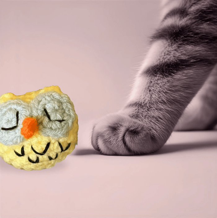 Handmade Catnip Toy | Yolk the Owl Chunkle Puff Infused with Miracle Nip Botanicals - FloofChonk
