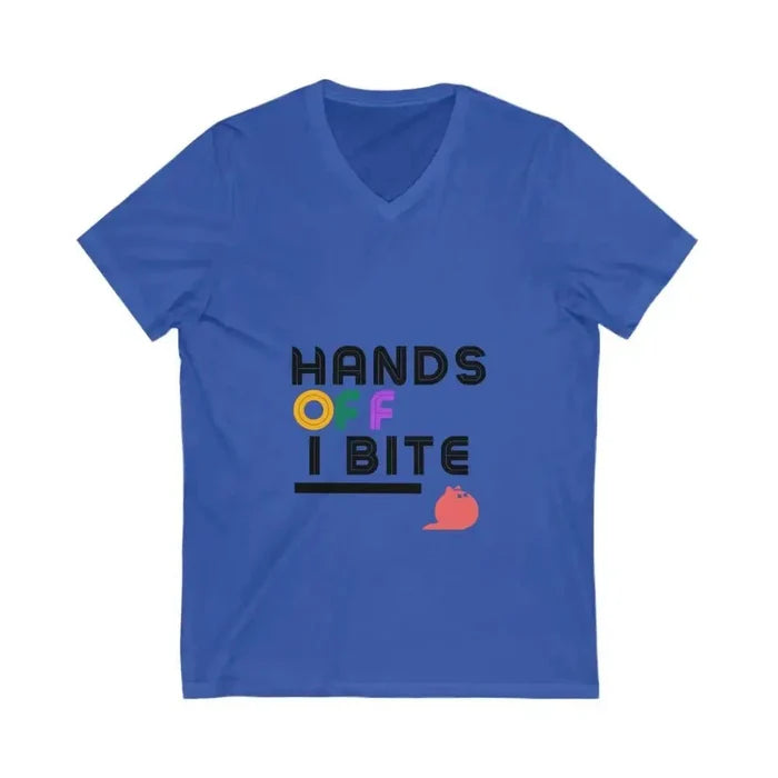 Hands Off I Bite V - Neck Tee - FloofChonk