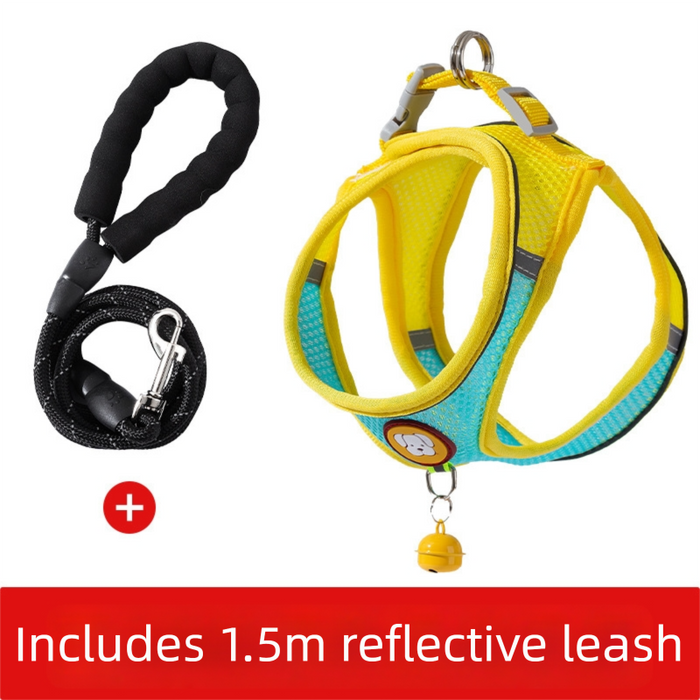 Harnais et laisse adorables pour petits chiens, gilet léger et doux pour chiots, maille respirante anti-traction.
