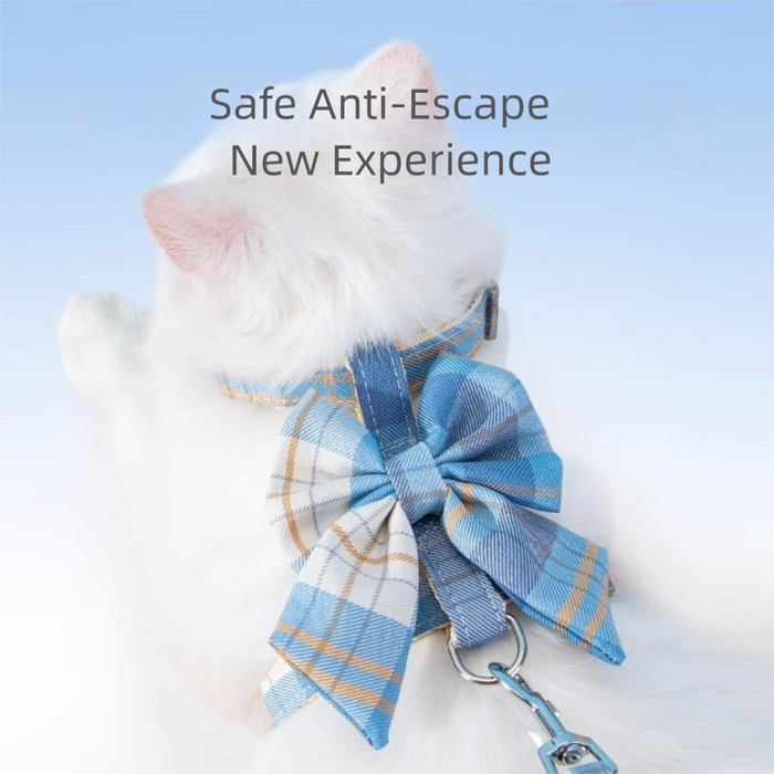Harnais et laisse colorés pour chat avec nœud papillon (1,2 m), anti-fugue pour les promenades, harnais gilet ajustable pour chats de petite et moyenne taille