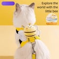 Harnais et laisse pour chat abeille mignon (1,2 m) - Gilet souple et réglable anti-fugue