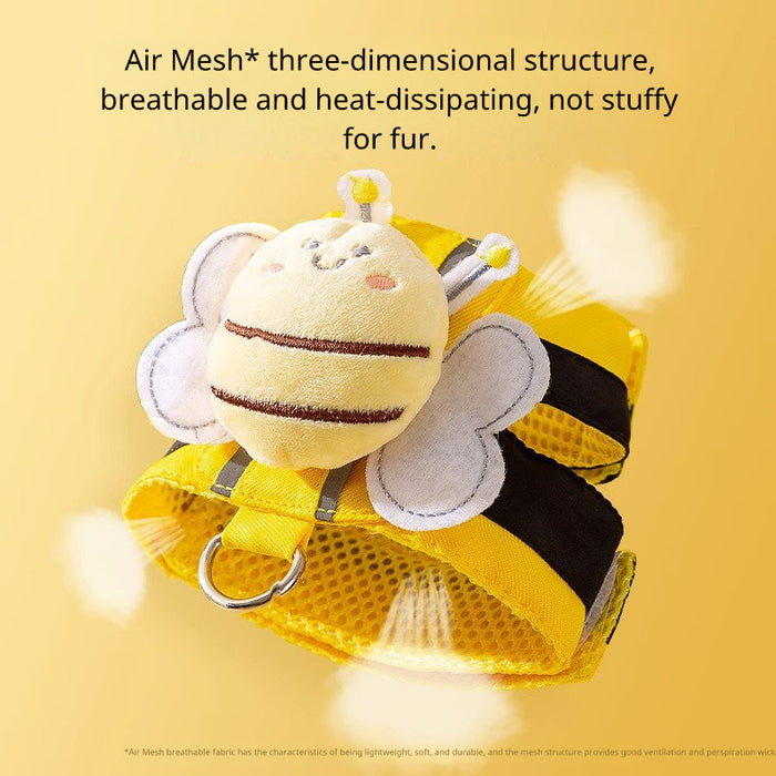 Harnais et laisse pour chat abeille mignon (1,2 m) - Gilet souple et réglable anti-fugue