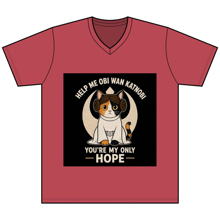 Help Me Obi Wan Katnobi Tee — You’re My Only Hope Cat V - Neck - FloofChonk