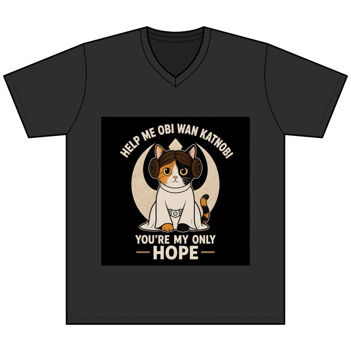 Help Me Obi Wan Katnobi Tee — You’re My Only Hope Cat V - Neck - FloofChonk