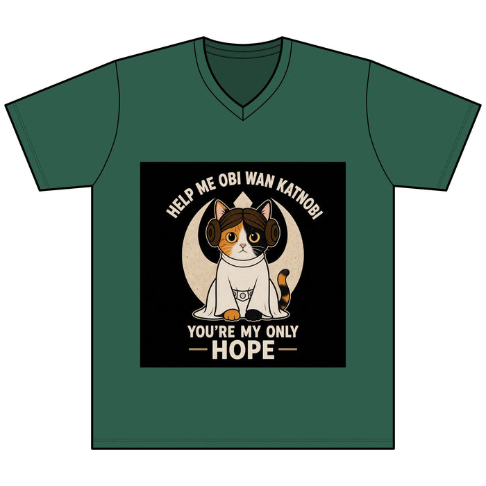 Help Me Obi Wan Katnobi Tee — You’re My Only Hope Cat V - Neck - FloofChonk