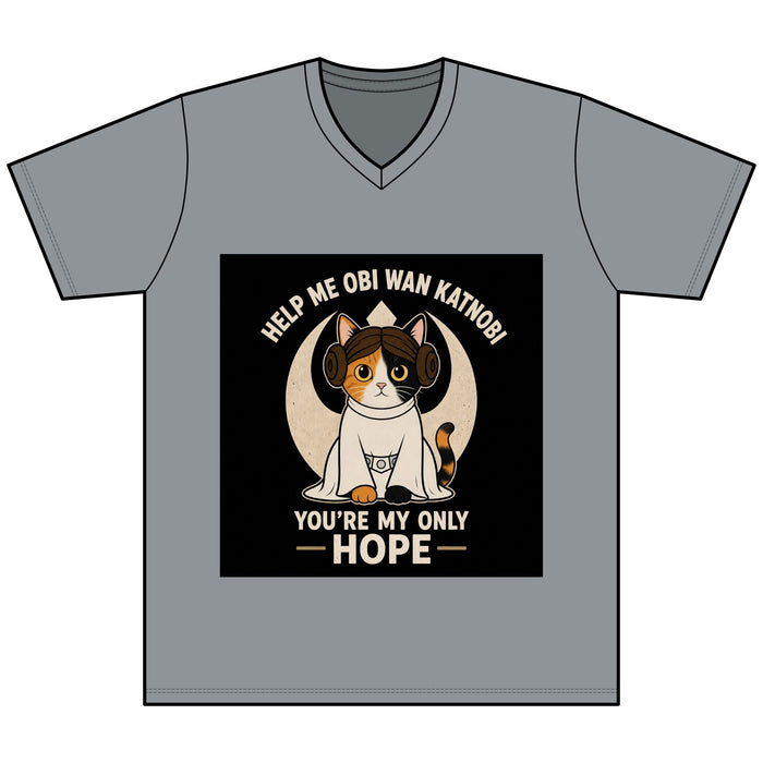 Help Me Obi Wan Katnobi Tee — You’re My Only Hope Cat V - Neck - FloofChonk