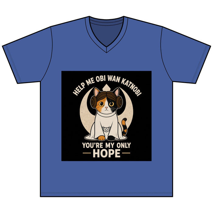 Help Me Obi Wan Katnobi Tee — You’re My Only Hope Cat V - Neck - FloofChonk