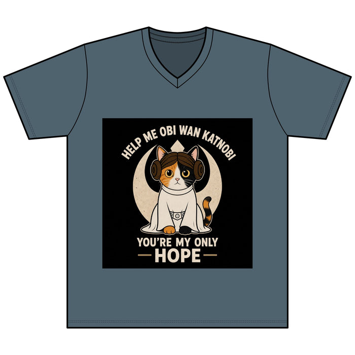Help Me Obi Wan Katnobi Tee — You’re My Only Hope Cat V - Neck - FloofChonk