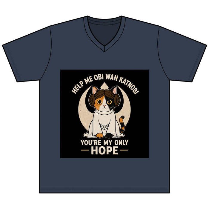 Help Me Obi Wan Katnobi Tee — You’re My Only Hope Cat V - Neck - FloofChonk