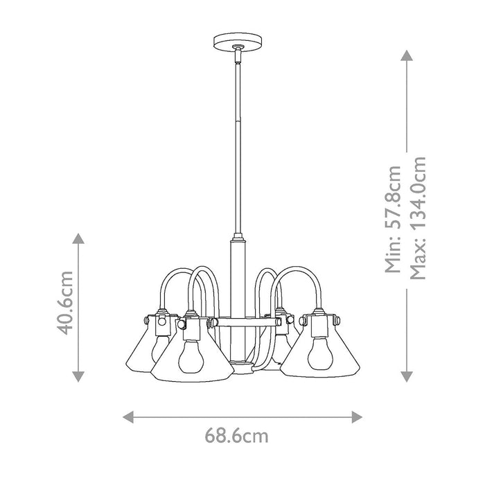 Hinkley Congress Chrome Chandelier - 4 Light Glass Shades — rear view