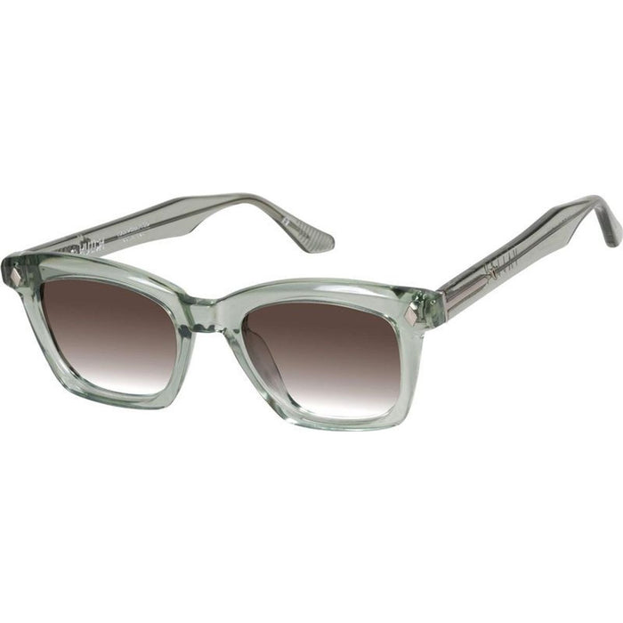 Hutch, Transparent Sage with Matte Silver Metal Trim/Brown Gradient Lenses