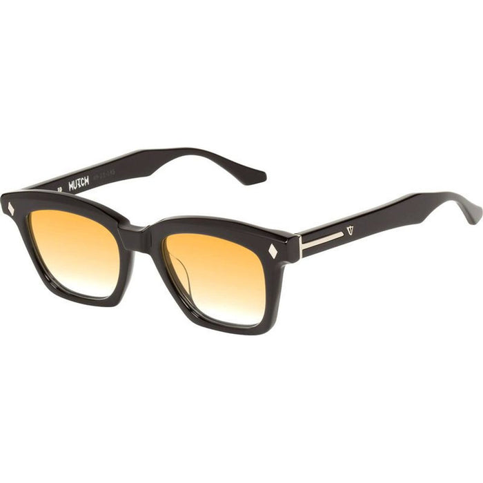 Hutch, Gloss Black with Silver Metal Trim/Orange Gradient Lenses