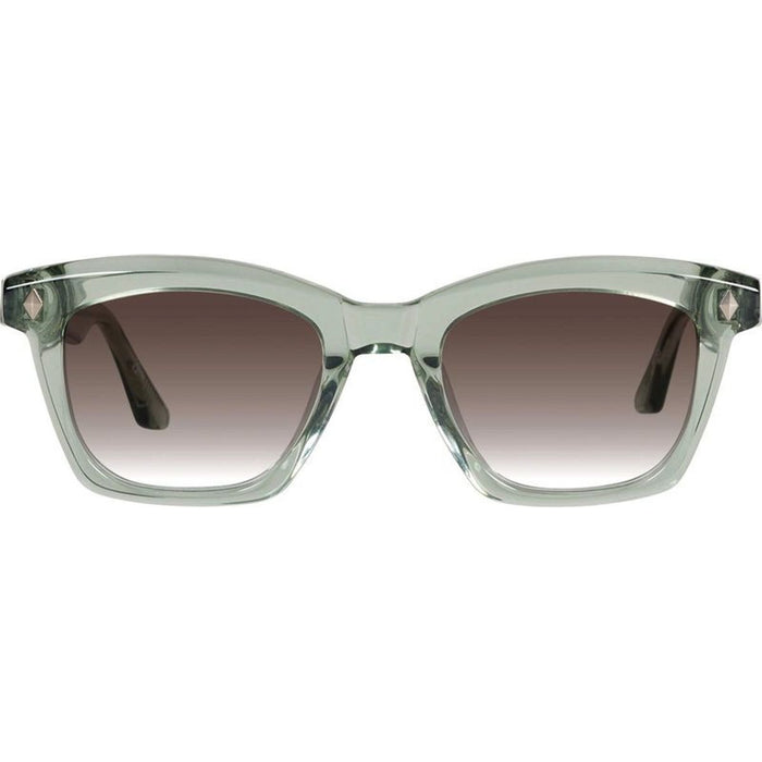 Hutch, Transparent Sage with Matte Silver Metal Trim/Brown Gradient Lenses
