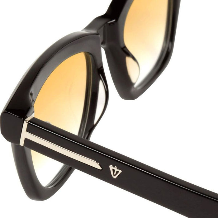 Hutch, Gloss Black with Silver Metal Trim/Orange Gradient Lenses