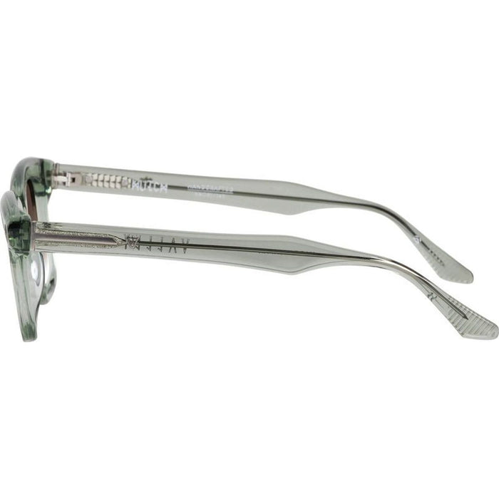 Hutch, Transparent Sage with Matte Silver Metal Trim/Brown Gradient Lenses
