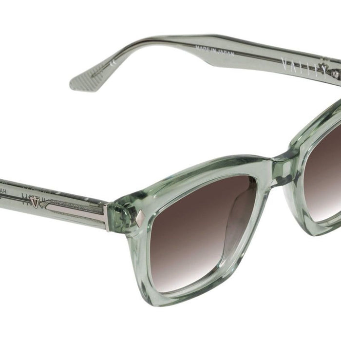 Hutch, Transparent Sage with Matte Silver Metal Trim/Brown Gradient Lenses