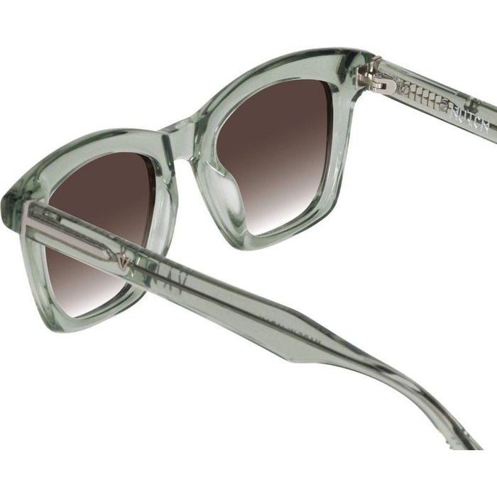 Hutch, Transparent Sage with Matte Silver Metal Trim/Brown Gradient Lenses