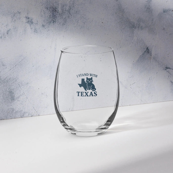I Stand with Texas Stemless Wine Glass - FloofChonk