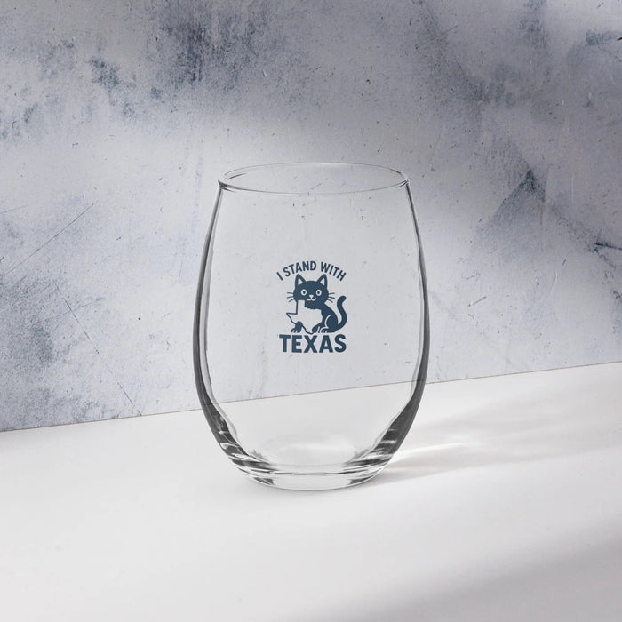 I Stand with Texas Stemless Wine Glass - FloofChonk