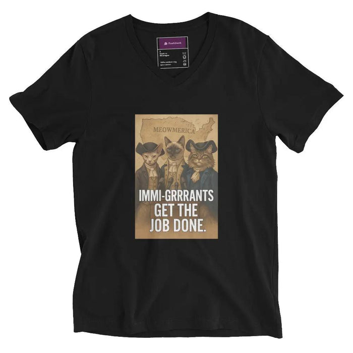 "Immi - Grrrants Get the Job Done" Short Sleeve V - Neck T-Shirt - FloofChonk
