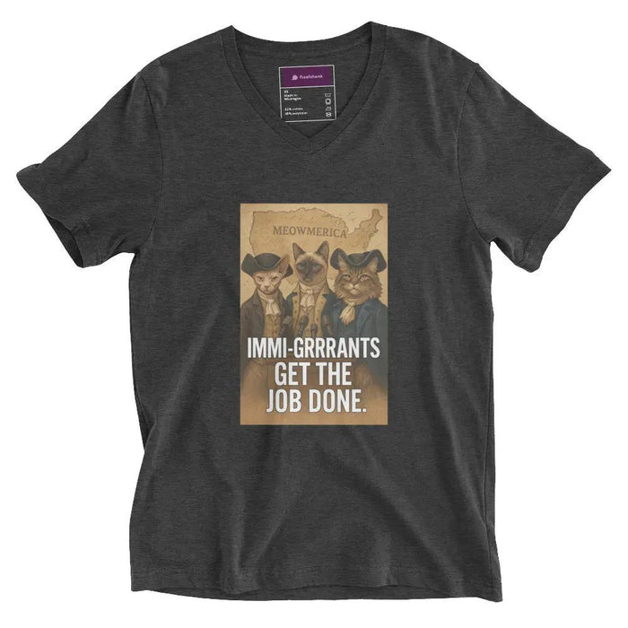 "Immi - Grrrants Get the Job Done" Short Sleeve V - Neck T-Shirt - FloofChonk