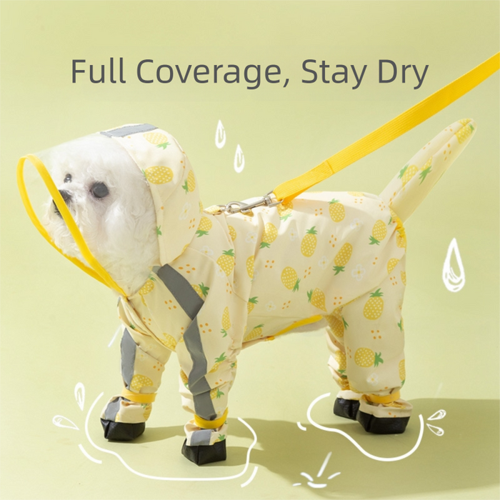 Imperméable pour chien ajustable, vêtement imperméable pour animaux de compagnie, couverture intégrale, motif ananas