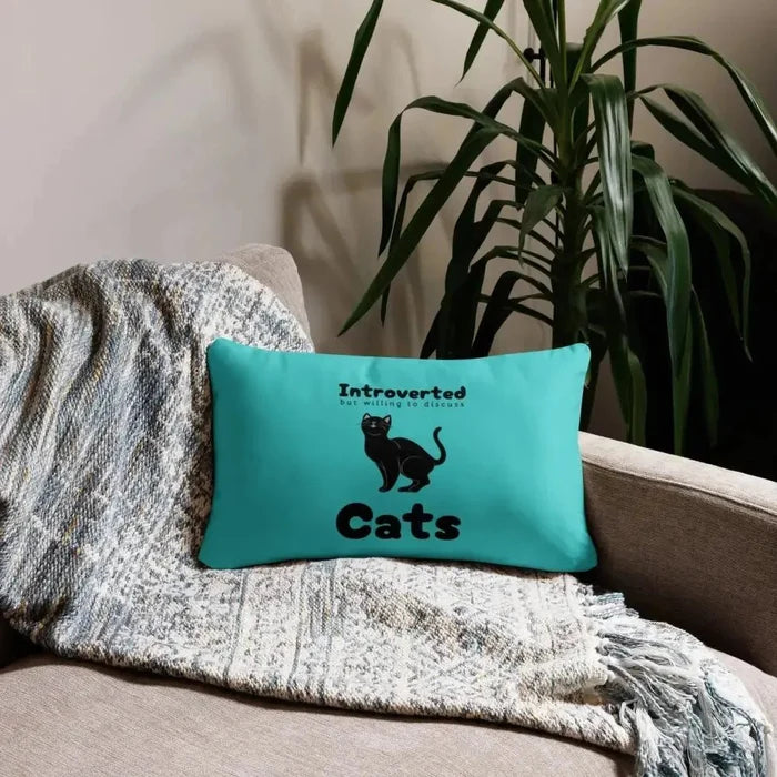 Introverted But Willing to Discuss Cats Pillow - FloofChonk