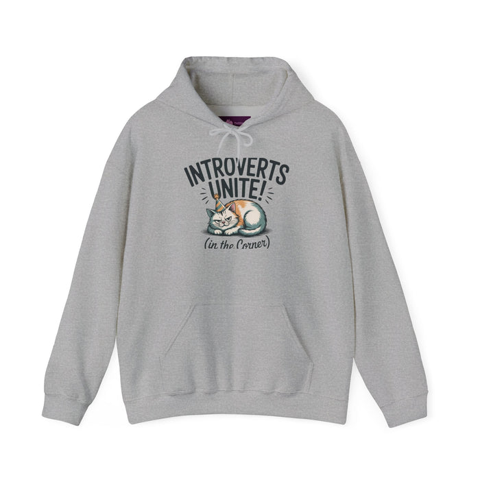 Introverts Unite (In The Corner) Hoodie | funny holiday shirt, party small talk jokes - FloofChonk