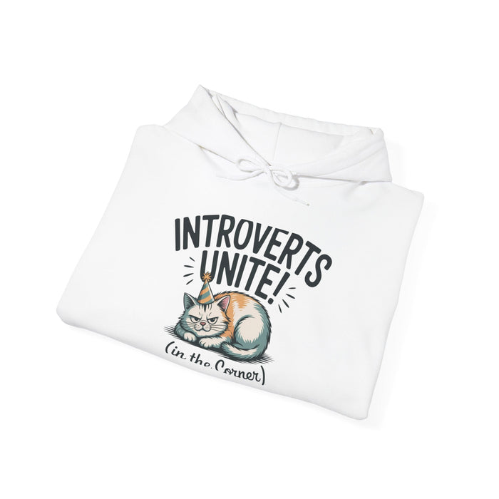 Introverts Unite (In The Corner) Hoodie | funny holiday shirt, party small talk jokes - FloofChonk