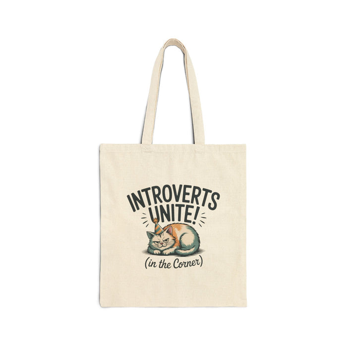 Introverts Unite in the Corner Tote, funny holiday survival, party small talk humor - FloofChonk