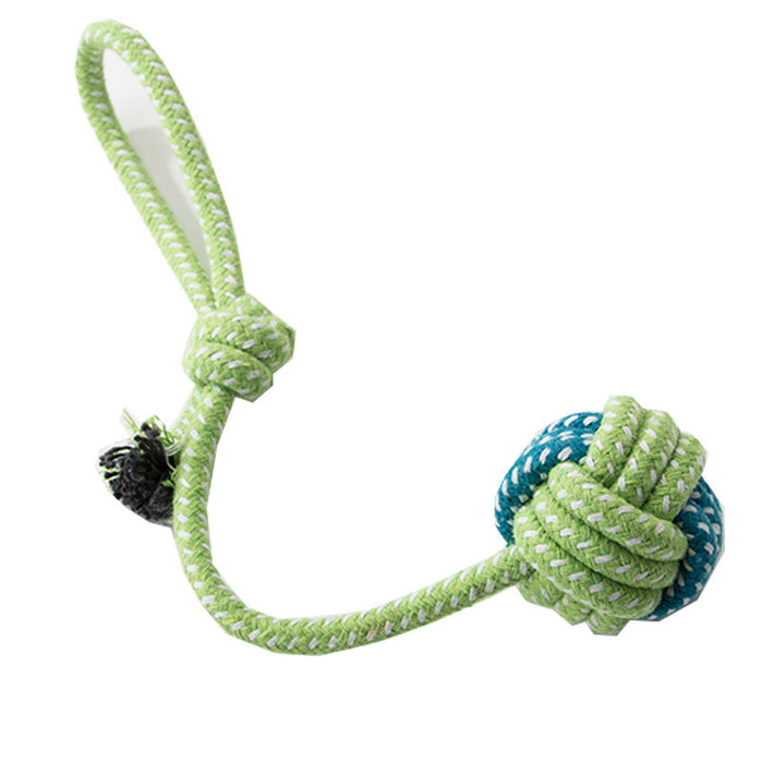 Jeu de tir à la corde pour petits chiens, balle pour chien avec corde, lot de 2 (bleu + vert)