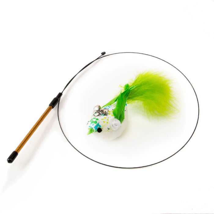 Jouet pour chat en forme de plume volante - Oiseau vert