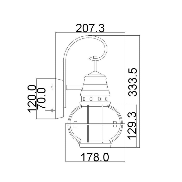 Kichler Bridge Point Zinc Small Outdoor Wall Light — close-up detail