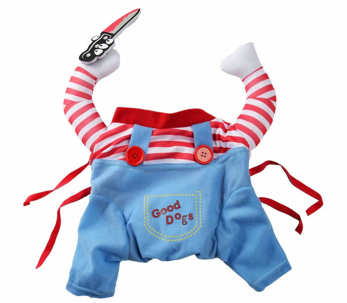Blue killer doll pet costume