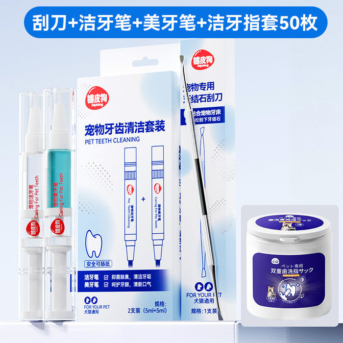 Kit de 4 pièces pour le détartrage et le nettoyage dentaire des animaux de compagnie