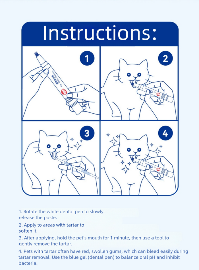 Kit de 4 pièces pour le détartrage et le nettoyage dentaire des animaux de compagnie
