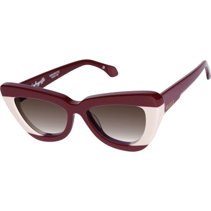 Lafayette, Burgundy Light Tan Splice with Gold Metal Trim/Brown Gradient Lenses