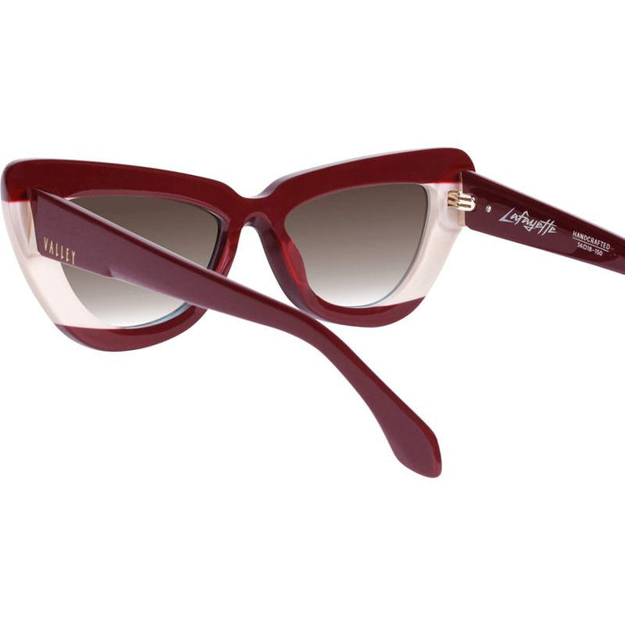 Lafayette, Burgundy Light Tan Splice with Gold Metal Trim/Brown Gradient Lenses