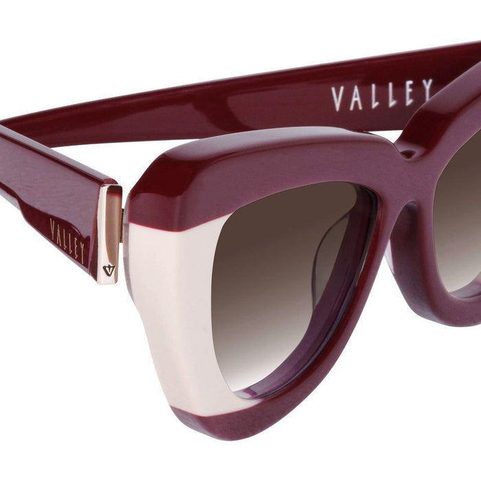 Lafayette, Burgundy Light Tan Splice with Gold Metal Trim/Brown Gradient Lenses
