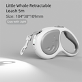 Laisse rétractable anti-nœuds pour chien avec lumière LED, corde en nylon réfléchissante résistante de 5 m, commande à une main