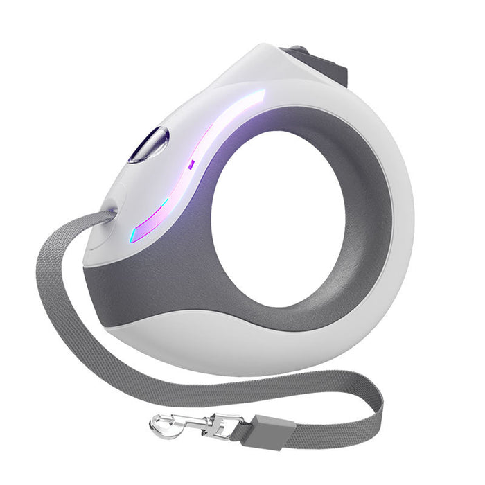 Laisse rétractable mains libres anti-nœuds à 360° avec lumière intégrée et ruban en nylon résistant de 3 m.
